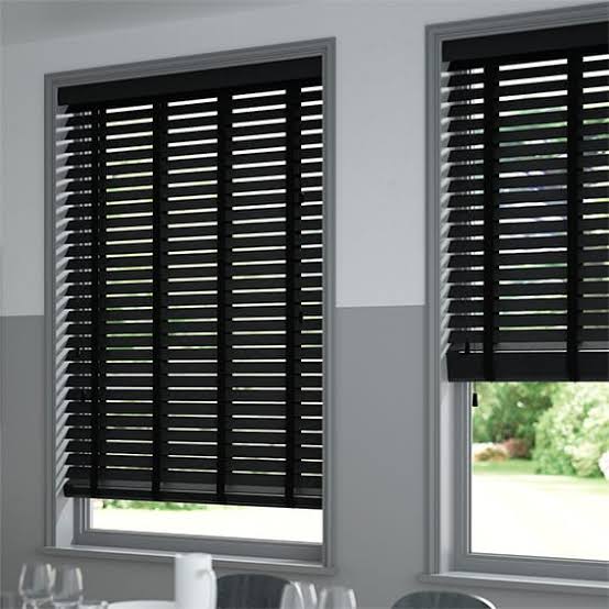 black venetian blinds